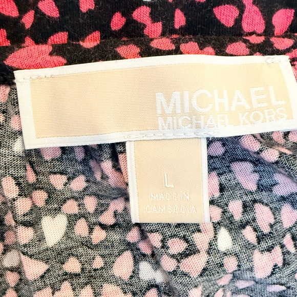 Michael Kors Boat Neck Heart Print Blouse Valentine Cottagecore Size Large - Picture 2 of 8